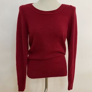 Elena Solano‎ Sweater Large 100% 2 Ply Cashmere Scarlet Red Long Sleeve